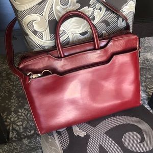 FRANKLIN COVEY Red Leather Laptop Bag